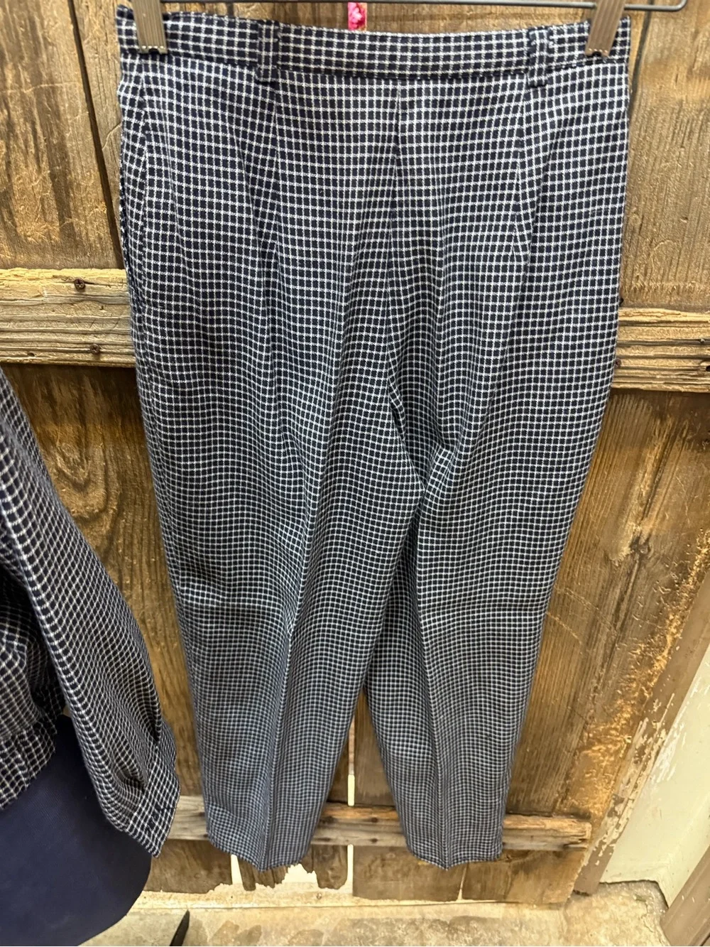 Vintage Classic Women's Checked Pantsuit Jacket & Trousers - Navy Check